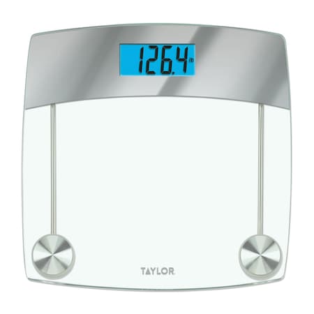 Taylor Digital Glass Bathroom Scale with Stainless Steel Accents, 440-Lb. Capacity 75244192